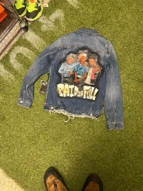 Upscale Paid In Full Custom Hand Painted Distressed Denim Jacket